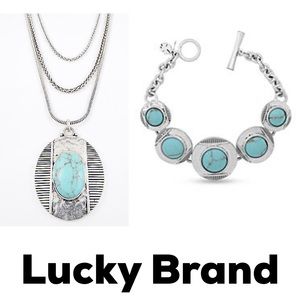 Lucky Brand Turquoise and Metal Etched Set